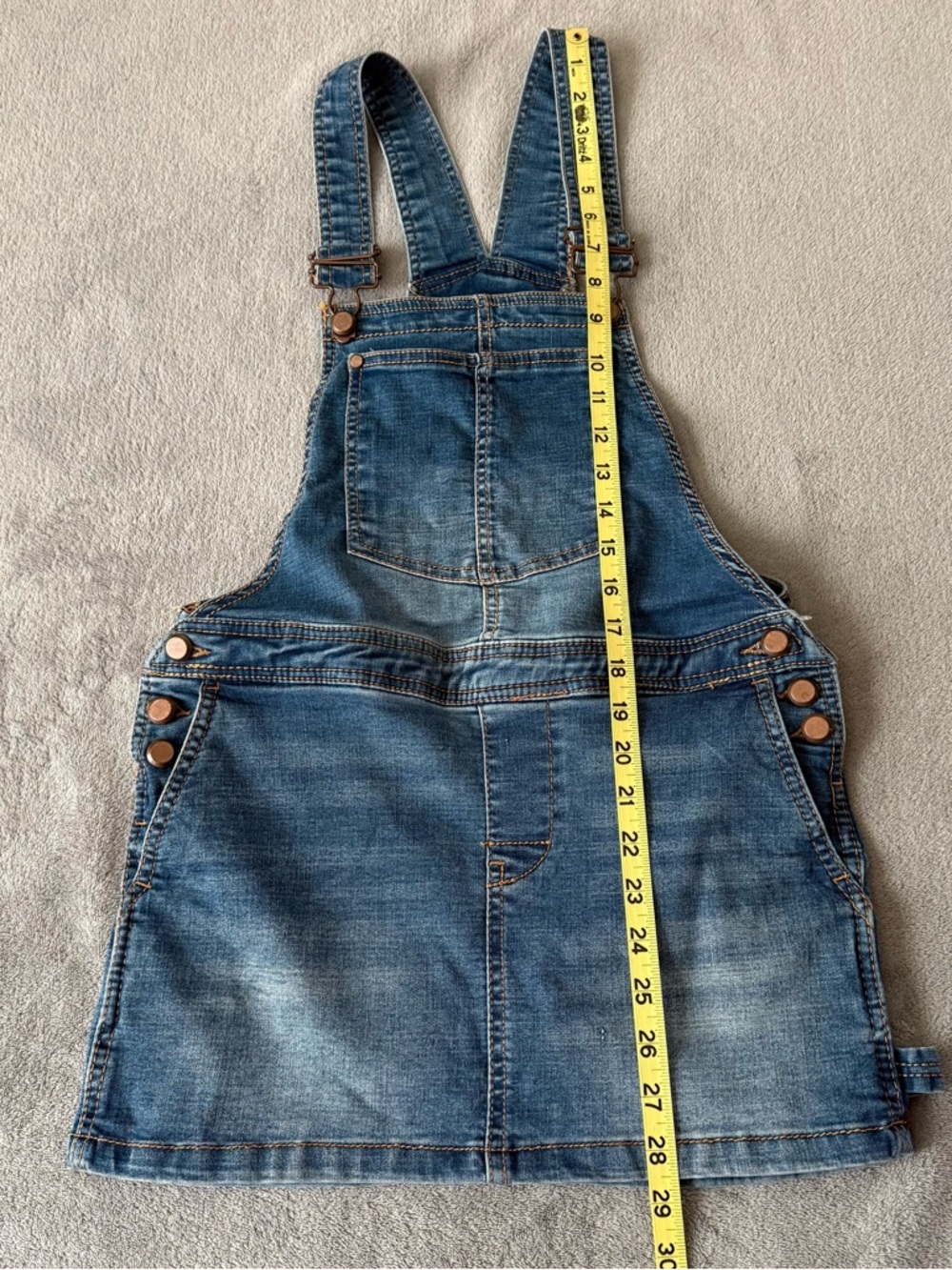 Love Trends Blue Denim Overall Jumper Dress Skirtall Size S Mini Jean Pinafore - Picture 8 of 14